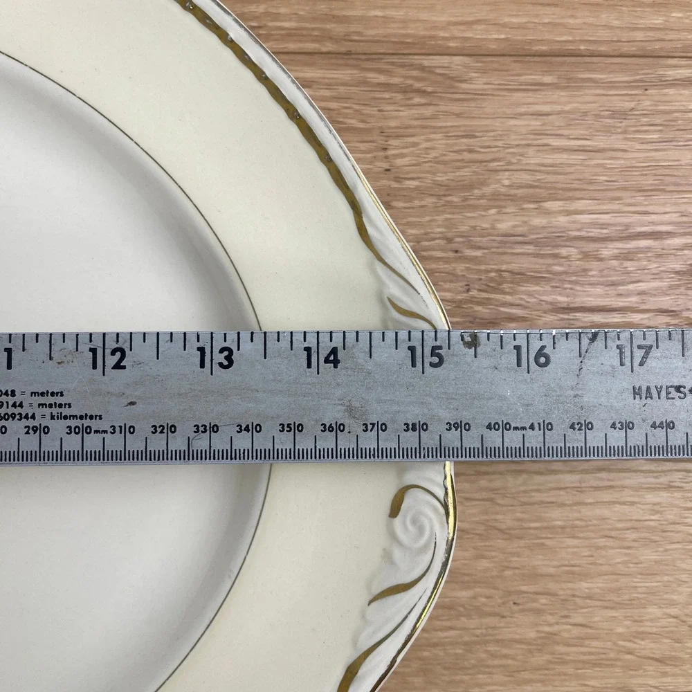 Homer Laughlin Eggshell Georgian Floral Oval Serving Platter Gold Trim 15.5 Inch
